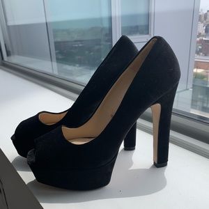 Zara Peep Toe Platform Block Heels